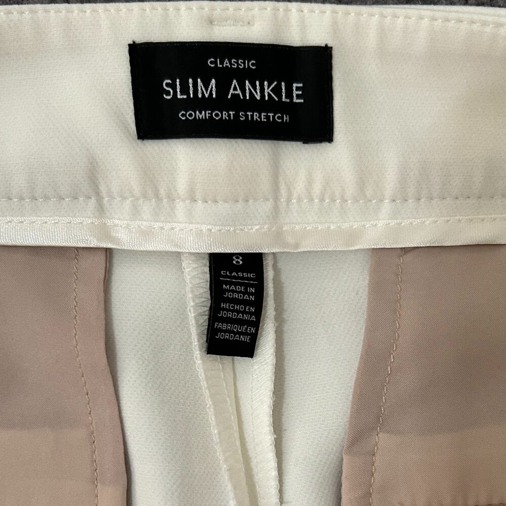 WHBM Ecru/White Comfort Stretch Classic Slim Ankle Pants Size 8 - Picture 9 of 11